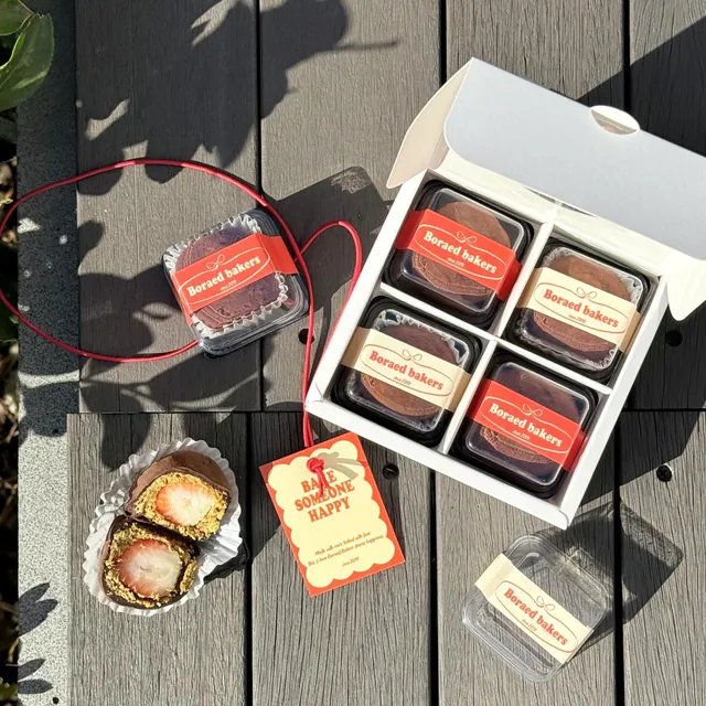 A Boraed Bakers gift box with baked treats